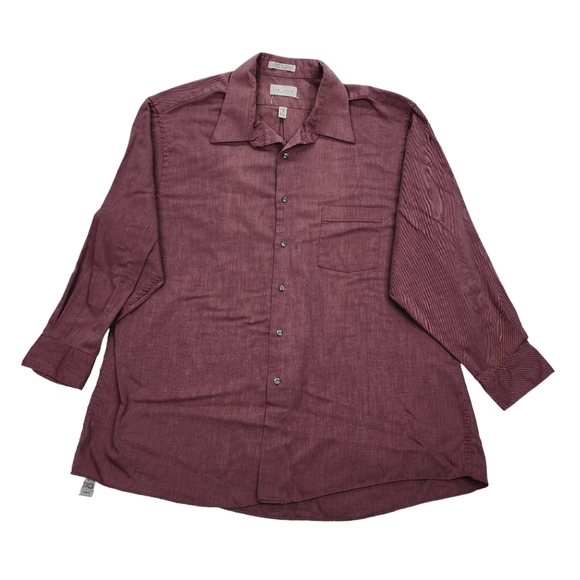 Van Heusen Hampton Twill Button Up Shirt Men's Red Size XXL Easy Care - Picture 1 of 6